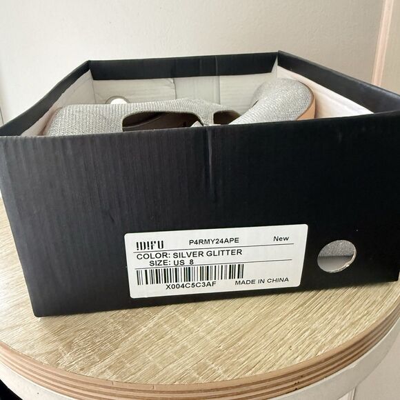 Idifu Women's Silver Glitter  Mary Jane Heels Size 8 Chunky Heel Buckle NWOB - Picture 10 of 15